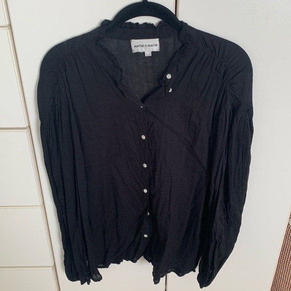 Antik Batik | Lara Cotton Blouse Black S 38 - Picture 2 of 5
